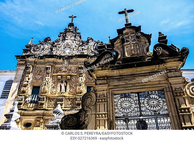 Ornamented gate of the Bonfirm church in the Pelourinho, Salvador da Bahia, Brazil