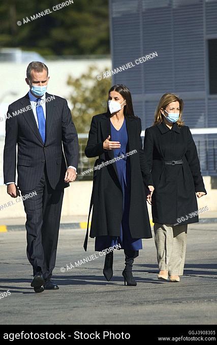 King Felipe VI of Spain, Queen Letizia of Spain attends the commemoration of EMT Madrid's 75th Anniversary at EMT Madrid's Operations Centre in Carabanchel on...