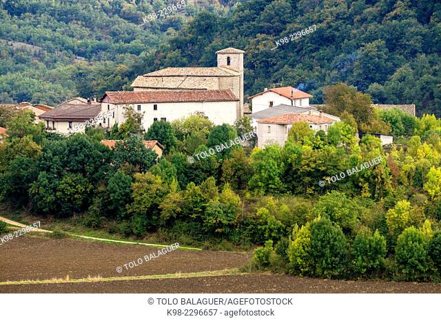 Spain, Basque Country, Alava, Valle de Arana, Ecala, View of village