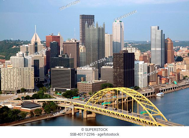 The Fort Pitt Bridge and Downtown Pittsburgh Skyline