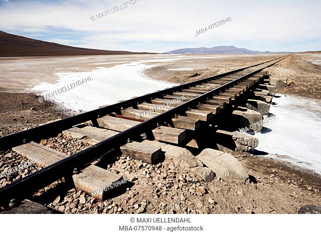 Bolivia, Eduardo Abaroa Andean Fauna National Reserve, railroad tracks