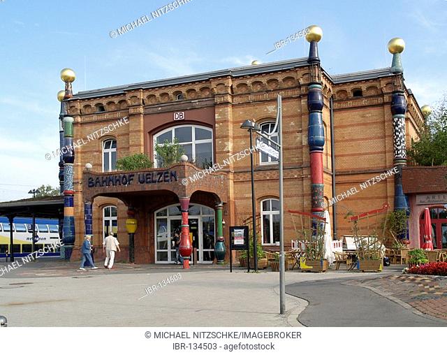 Railway station Uelzen, designed by Friedensreich Hundertwasser, Uelzen, Lower Saxony, Germany