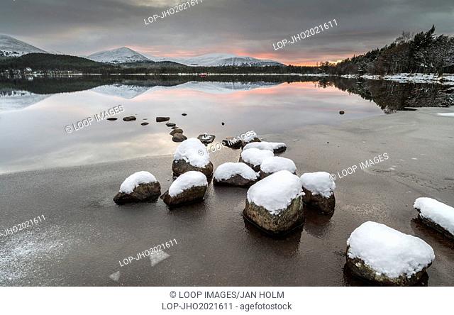 Loch Morlich and the Cairngorms in Scotland