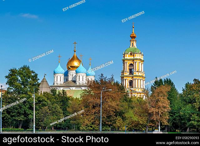 View of Novospassky Monastery from Moscow river, Moscow, Russia