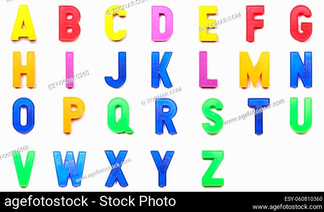 plastic magnetic uppercase letters of the British alphabet