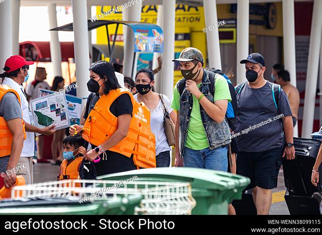 Tourists and residents are seen boarding for a tour from Cozumel Island to Playa del Carmen, in the Mexican Caribbean on 25th August 2021 in Cozumel, Mexico