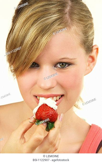 WOMAN EATING FRUIT Model