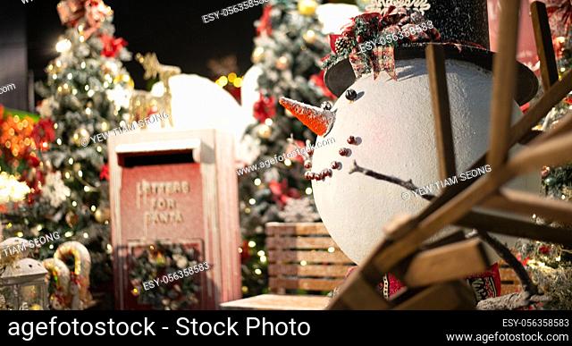 Snowman with background decoration of christmas