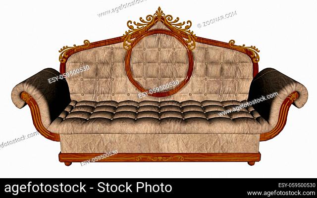 Vintage sofa isolated in white background - 3D render