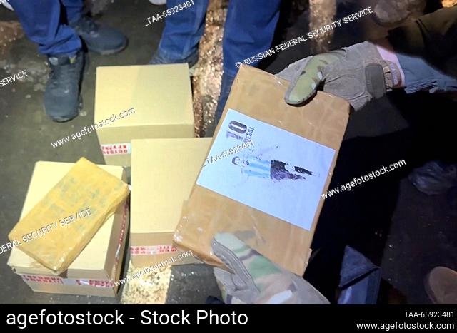RUSSIA, MOSCOW - DECEMBER 20, 2023: Packages of cocaine seized by Russian Federal Security Service (FSB) officers. FSB has seized 673kg of cocaine worth 2
