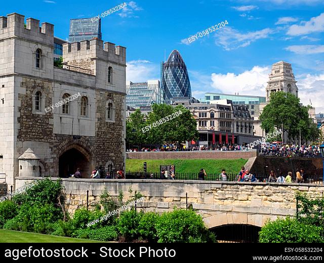 View across the Tower of London to the City