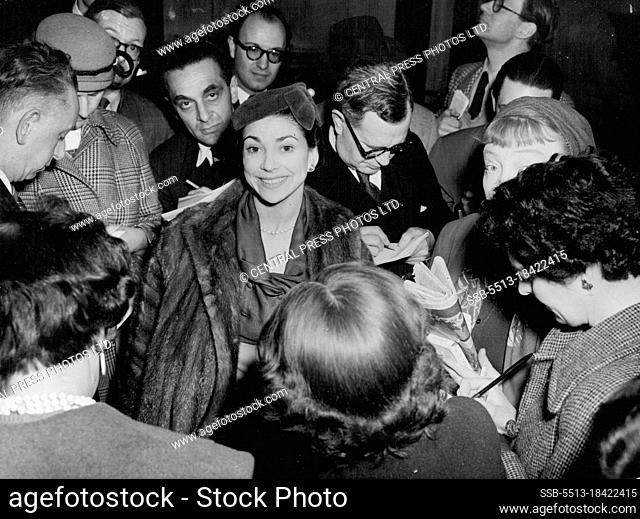 Margot Fonteyn Engaged -- Margot Fonteyn, the Prima Ballerina, photographed as she was besieged by well-wishers and reporters when leaving Covent Garden this...
