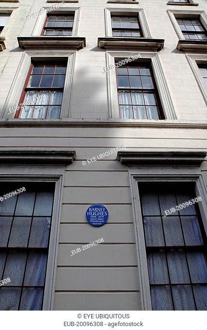 West, College Square North, Detail of Georgian house with blue plaque of local Baker Barney Hughes