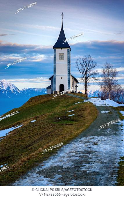 Jamnik, Slovenia, Europe. St. Primus and Felician church near Lake Bled