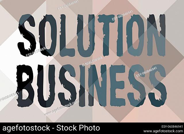 Writing displaying text Solution Business, Concept meaning Marketing and advertising Payroll Accounting Research Line Illustrated Backgrounds With Various...