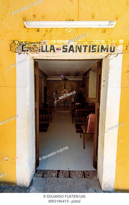 Chapel door of the Church Nuestra Senora de la Natividad, in Acanceh, Yucatan state, Mexico