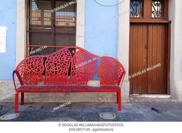 a bench in the historic center of Mexico City