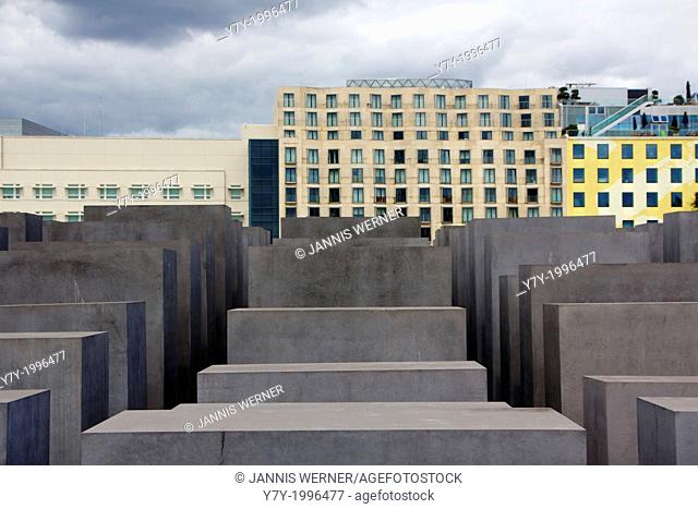 Concrete Stelae of the Denkmal für die ermordeten Juden Europas, the central memorial site for the jew murdered by Nazi Germany during the holocaust, in Berlin
