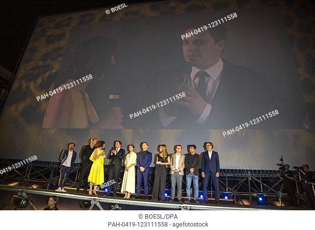 Patrick Vollrath speaks at the premiere of '7500' during the Film Festival at Piazza Grande in Locarno, Switzerland, on 09 August 2019