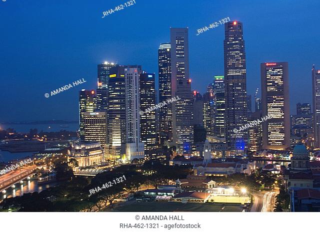 City skyline at dusk, Singapore, South East Asia