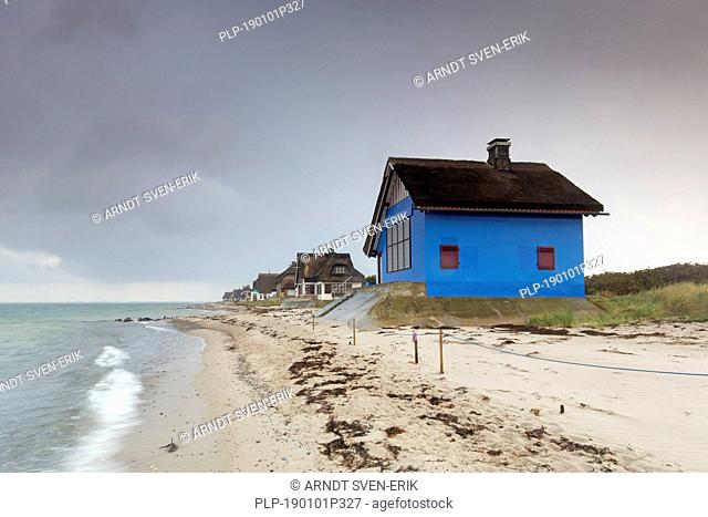 Beach houses on the peninsula Graswarder, Heiligenhafen, Schleswig-Holstein, Germany