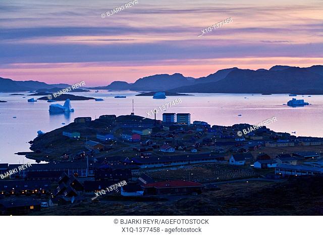 Overview of Narsaq, South Greenland