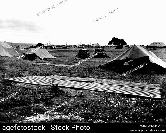 The scene at the Territorial army camp near Tilshead on Salisbury Plain where two runaway tanks killed four soldiers yesterday (18th August)