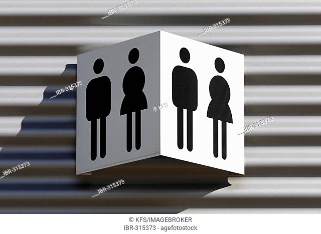 Sign of a toilet for man and woman, Germany