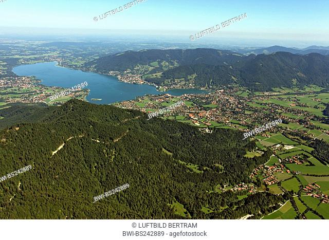 Lake Tegern Tegernsee from Southwest, Rottach-Egern, Gindelam on the left side, Germany, Bavaria, Rottach-Egern