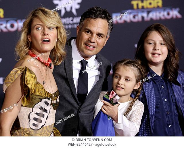 Celebrities attend 'Thor: Ragnarok' Film Premiere at El Capitan Theatre in Hollywood. Featuring: Sunrise Coigney, Mark Ruffalo, family Where: Los Angeles