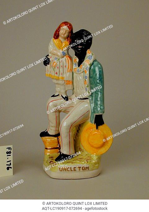 Unknown (English), Uncle Tom and Eva, 19th Century, Glazed and enameled earthenware, 10 x 4 5/8 x 3 3/4 in. (25.4 x 11.7 x 9.5 cm)