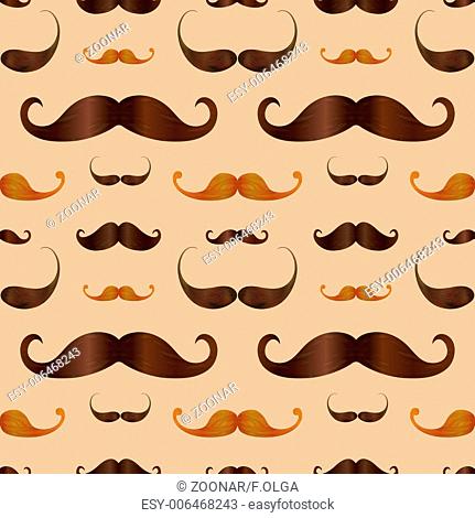 Hipster Realistic Mustache Seamless Pattern