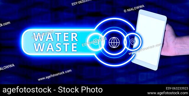 Text showing inspiration Water Waste, Business overview liquid that has been used as part of an industrial process