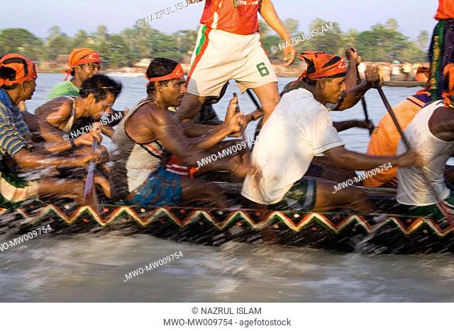 Traditional Boat Race known as ‘Nouka Baich’ in the River Vairab in Khulna, Bangladesh The race was sponsored by “Bangla Link’ a telecom company October 27