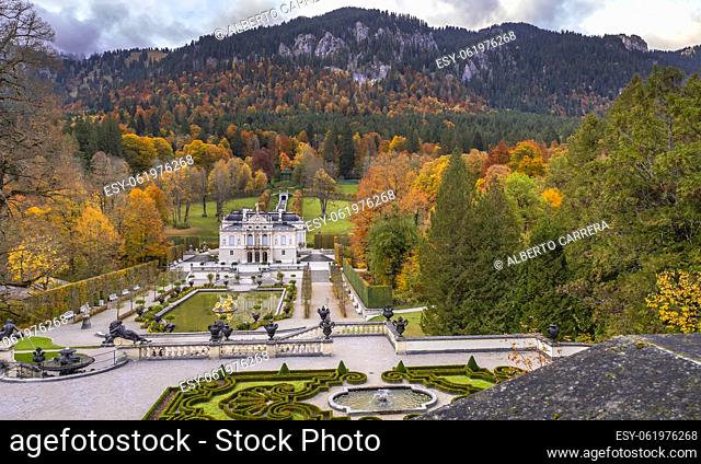 Linderhof Palace, 19th Century Rococo Style, Oberammergau, Bavaria, Germany, Europe