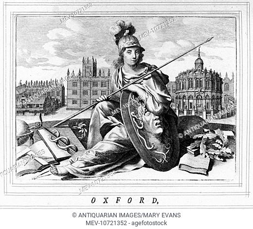 View of Oxford with Britannia and devices of learning