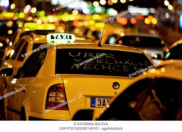 About 200 taxis have complicated the traffic on the motorway crossing the centre of Prague, Czech Republic, since early morning on February 8