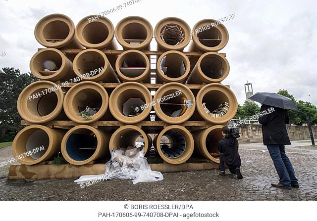 The art work made out of pipes by documenta aritst Hiwa K. can be seen during the documenta 14 event in Kassel, Germany, 06 June 2017