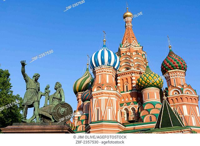 Saint Basil's cathedral and monument to Minin and Pozharsky, Moscow