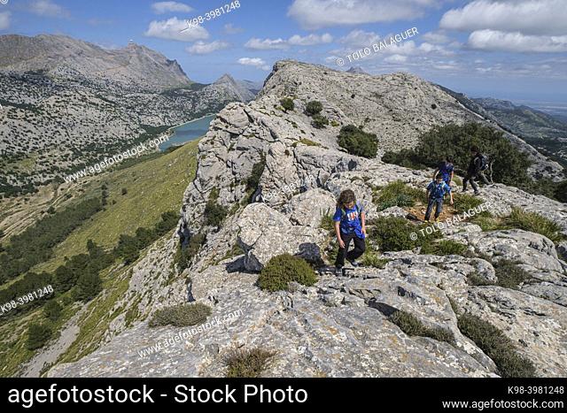 ascending to the peak Na Franquesa, 1067 mts, Three Thousand Route, (Tres Mils), Fornalutx, Majorca, Balearic Islands, Spain