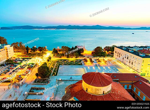 View of old town Zadar in the evening