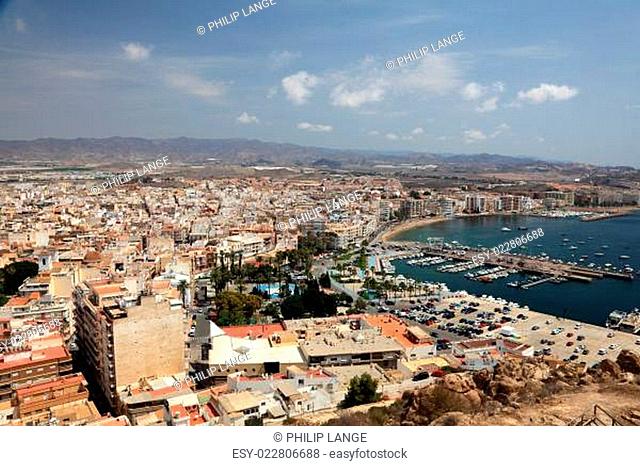 Cityscape of Mediterranean town Aguilas, province of Murcia, Spain