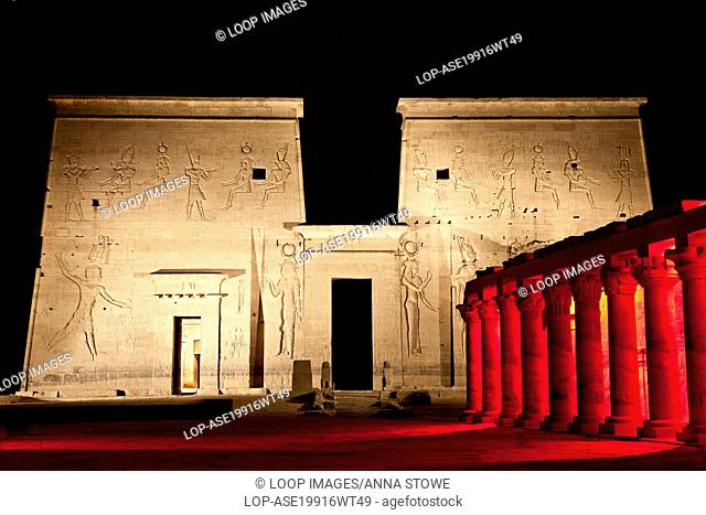 Sound and Light Show on Isis Temple and Eastern Colonnade in Aswan