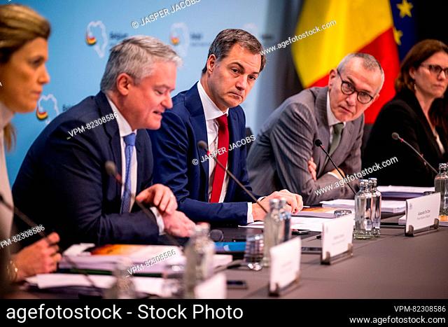 OECD Secretary-General Mathias Cormann, Prime Minister Alexander De Croo and Vice-prime minister and Public Health and Social Affairs minister Frank...