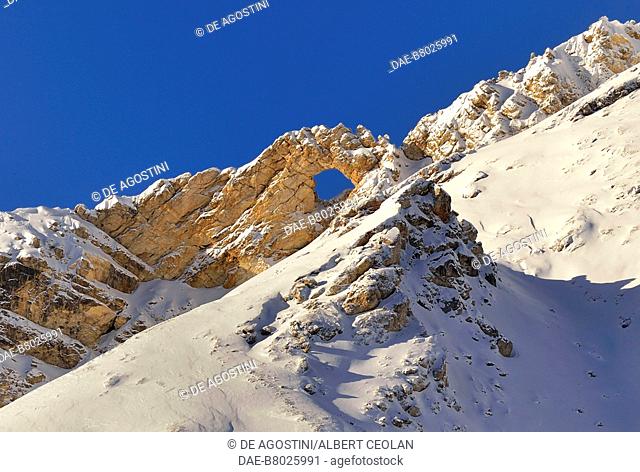 Eye of God on the Croda Rossa d'Ampezzo, Platzwiese, Puster valley, Trentino-Alto Adige, Italy