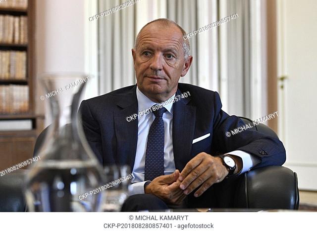 Czech Ambassador to Britain Libor Secka speaks during the interview with journalists of Czech News Agency (CTK) in Prague, August 28, 2018