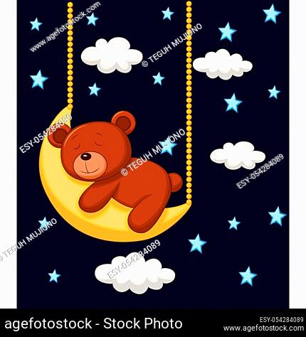 Baby bear sleeping on the moon