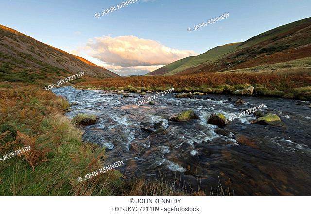 England, Cumbria, Lake District National Park. The River Caldew flowing towards Caldbeck Common in the Lake District National Park