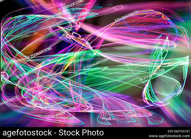Fractal image on a light background colored lines, intricately woven in a beautiful pattern