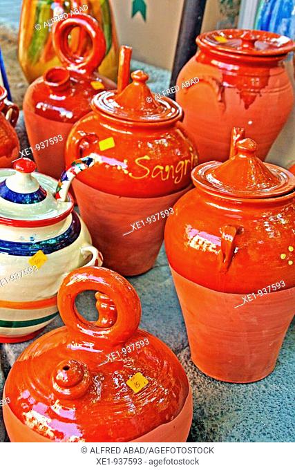 Ceramic jugs, Fira del Cantir '09, Argentona, Catalonia, Spain